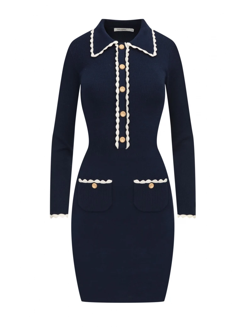 Navy blue fitted knit dress