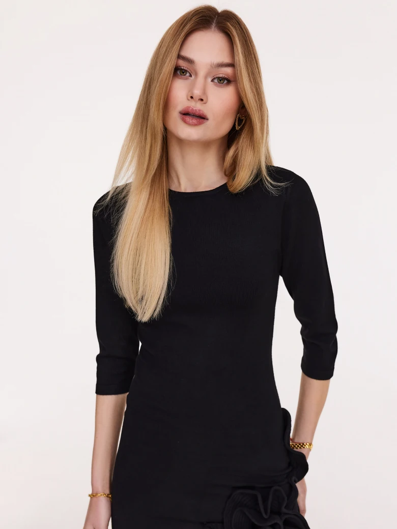 Fitted black knit dress