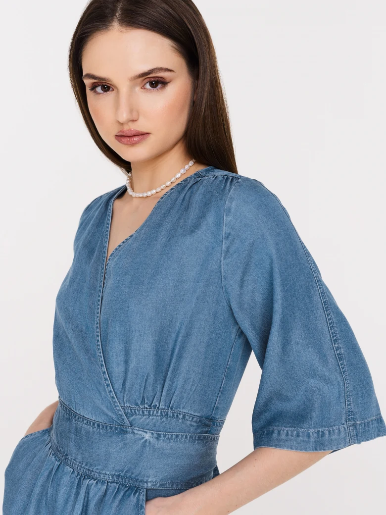 Blue lyocell midi dress