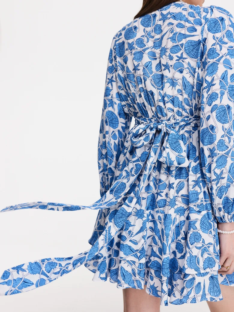 Long viscose dress with red pattern