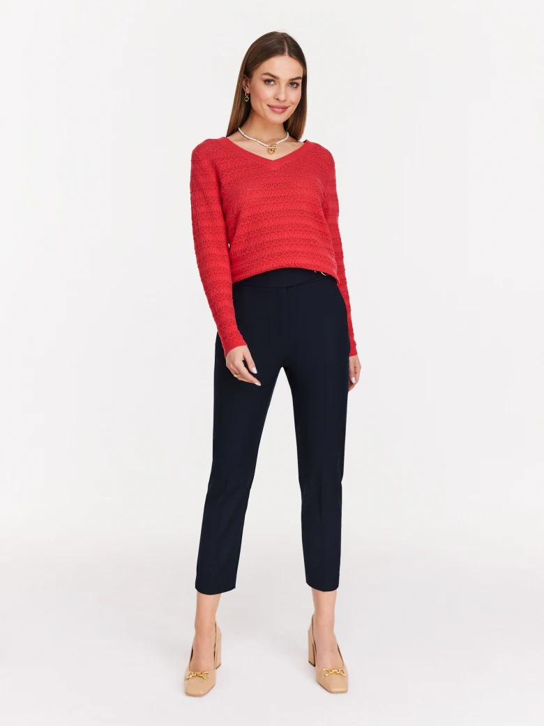 Navy blue women's high-waisted cigarette pants