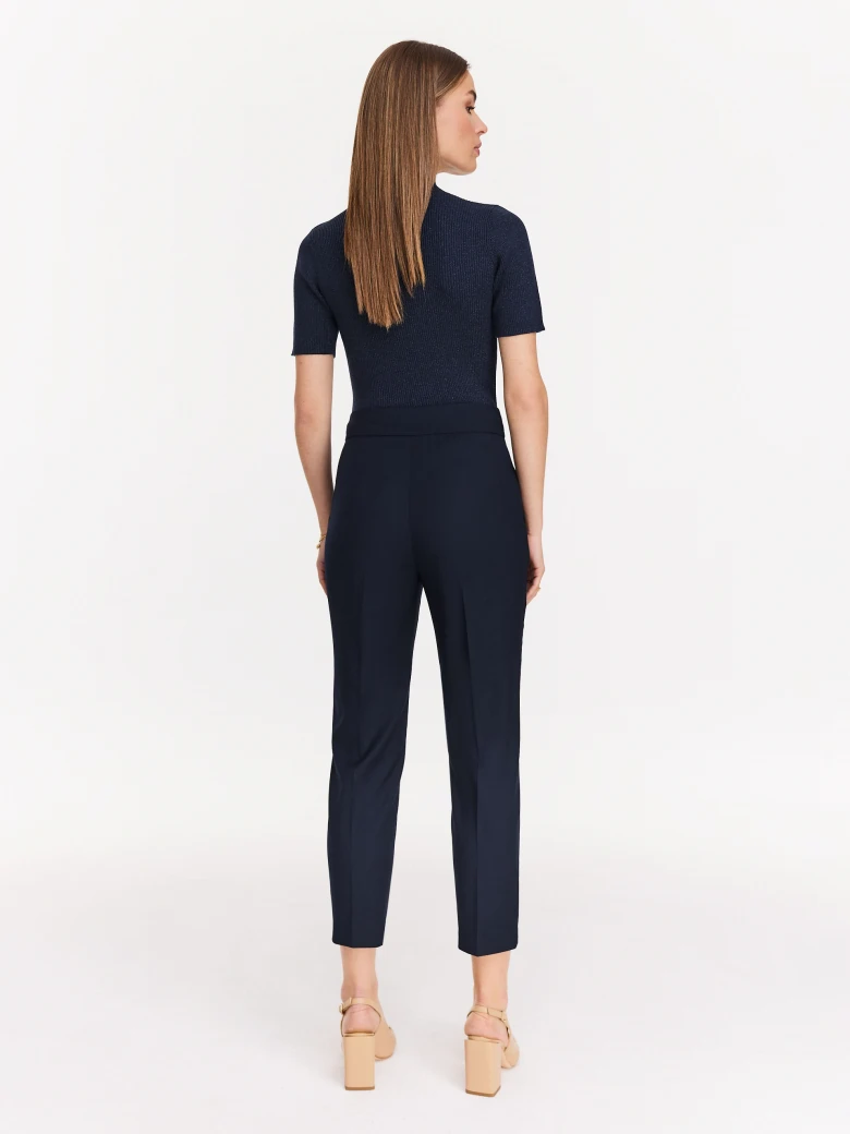 Navy blue women's high-waisted cigarette pants