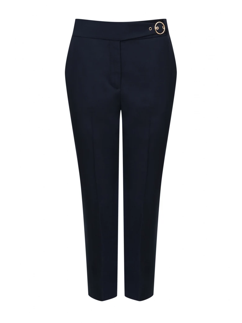 Navy blue women's high-waisted cigarette pants