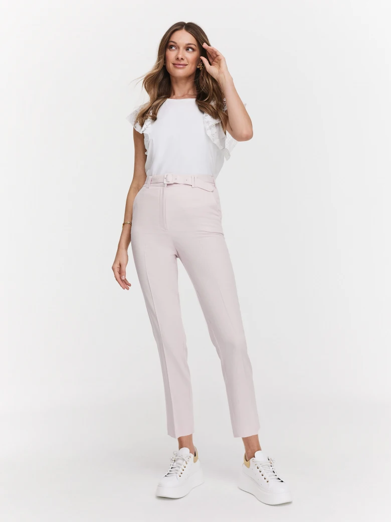 White and pink high-waisted pants