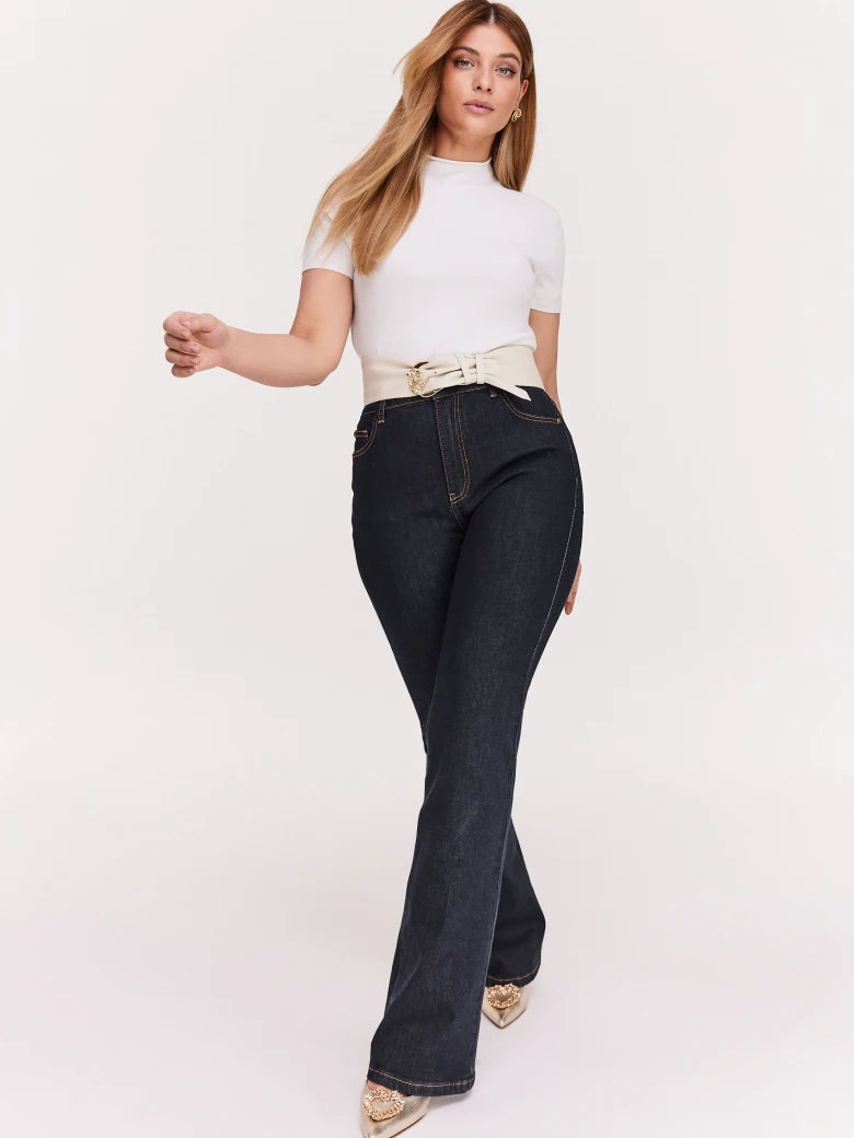 Navy blue denim bell bottoms