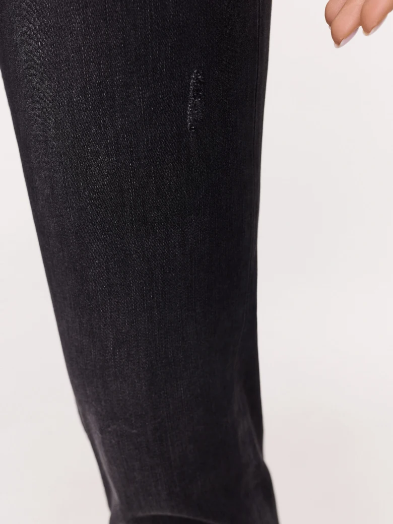 Black washed straight cut denim pants