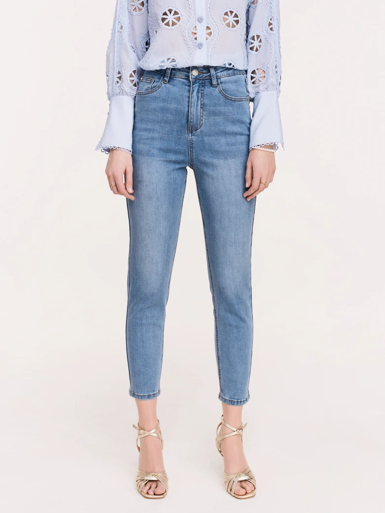 Light denim high-waisted jean tube tops