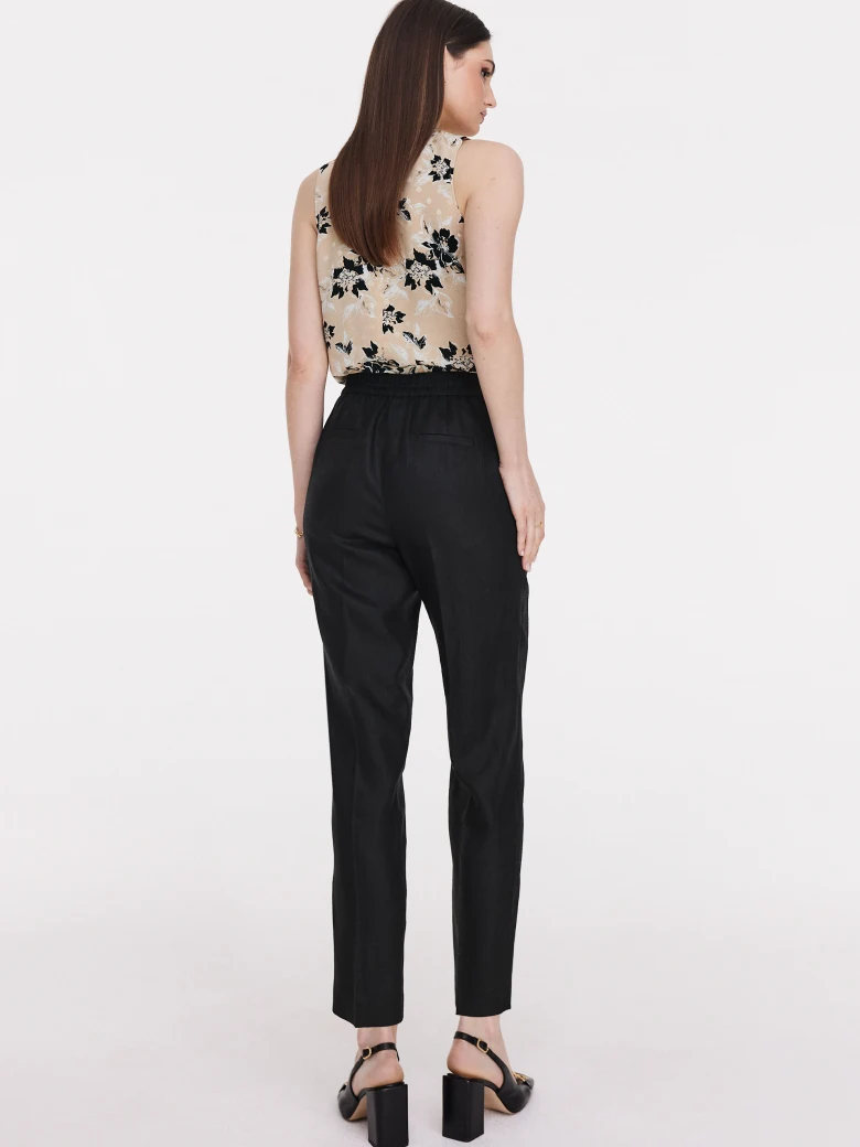 Black linen cigarette pants