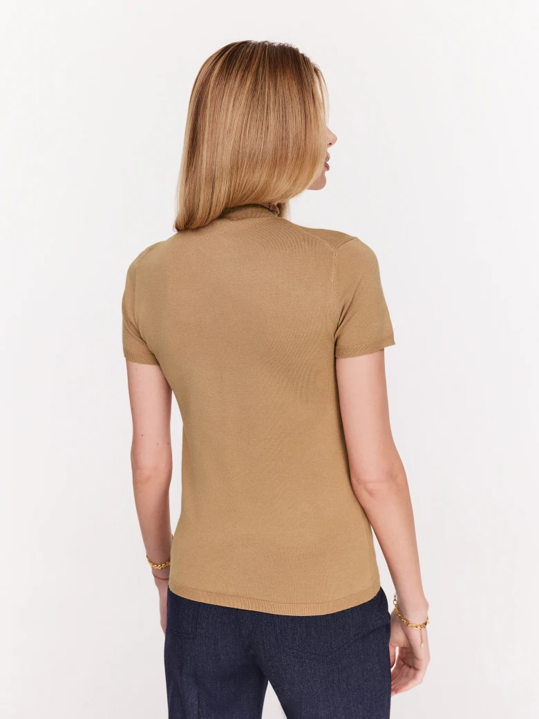 Caramel viscose short sleeve sweater