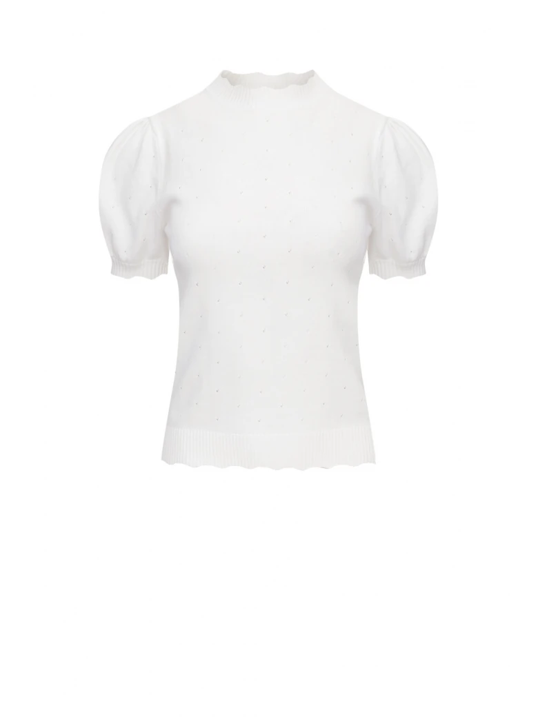 White buffet sweater with openwork embellishments