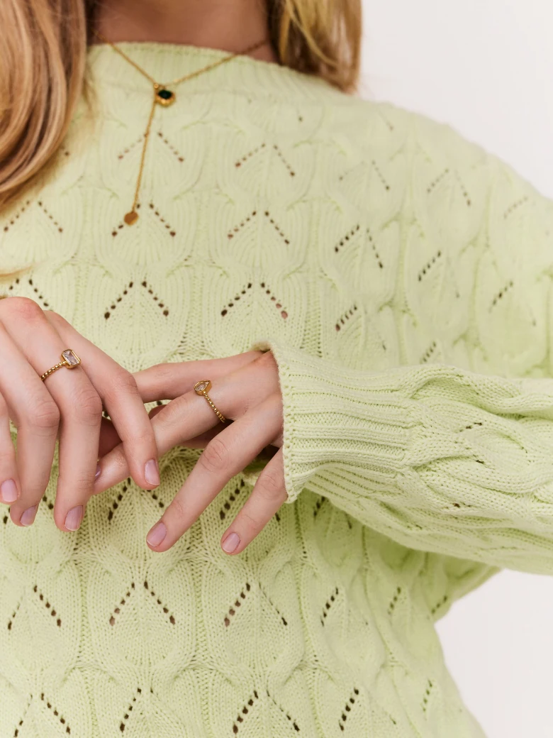 Light green openwork cotton sweater