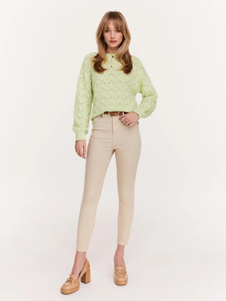 Light green openwork cotton sweater