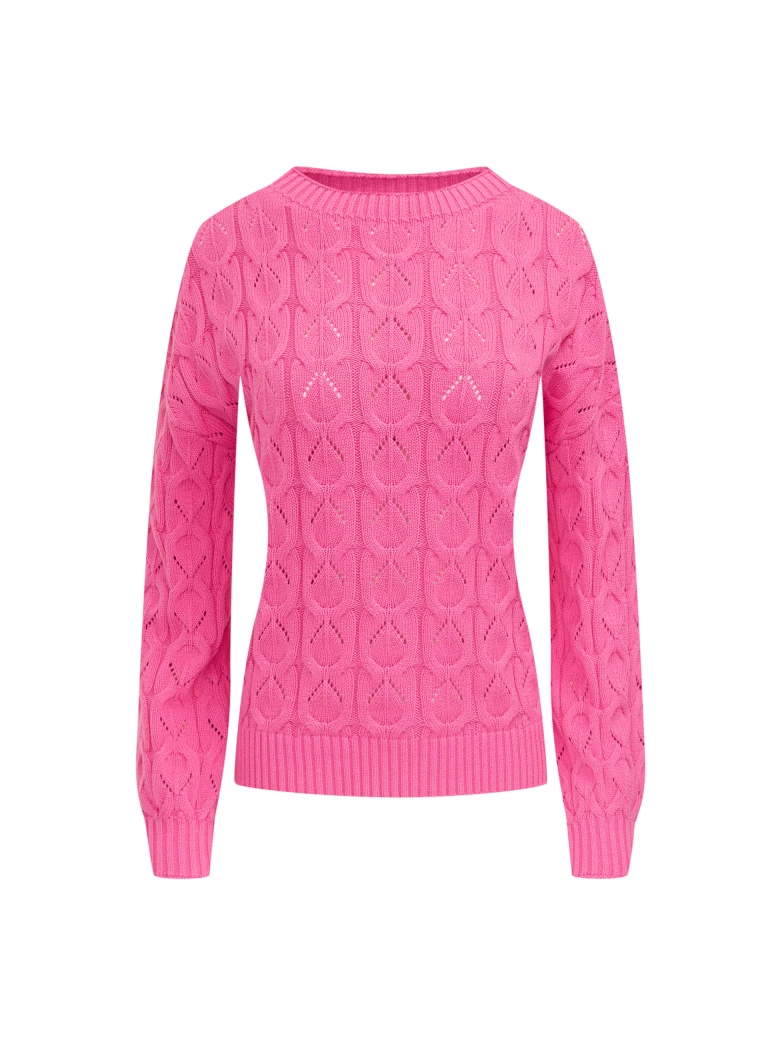 Openwork cotton sweater in pink color
