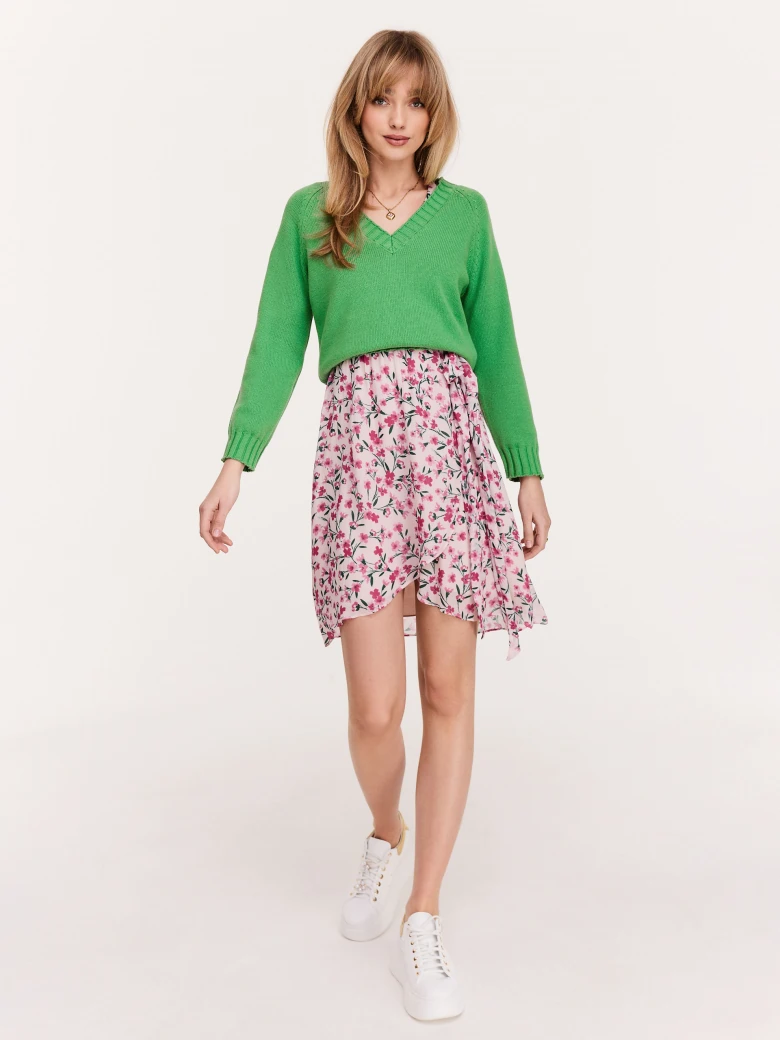 Green sweater with a heart neckline