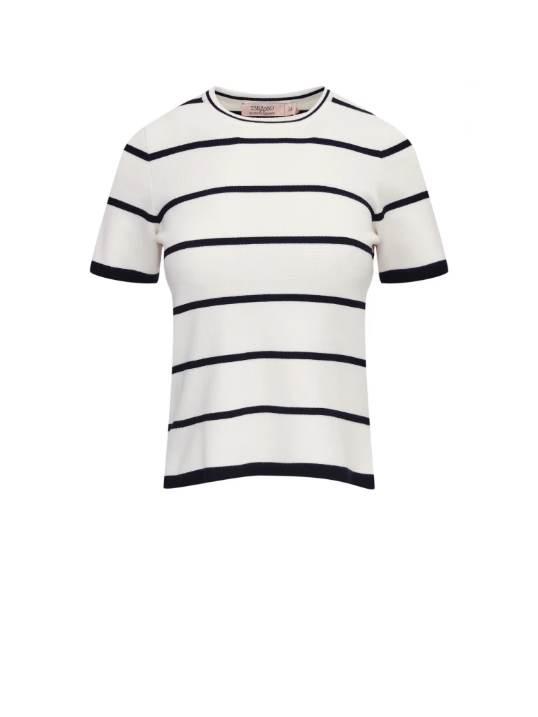White striped sweater with short sleeves