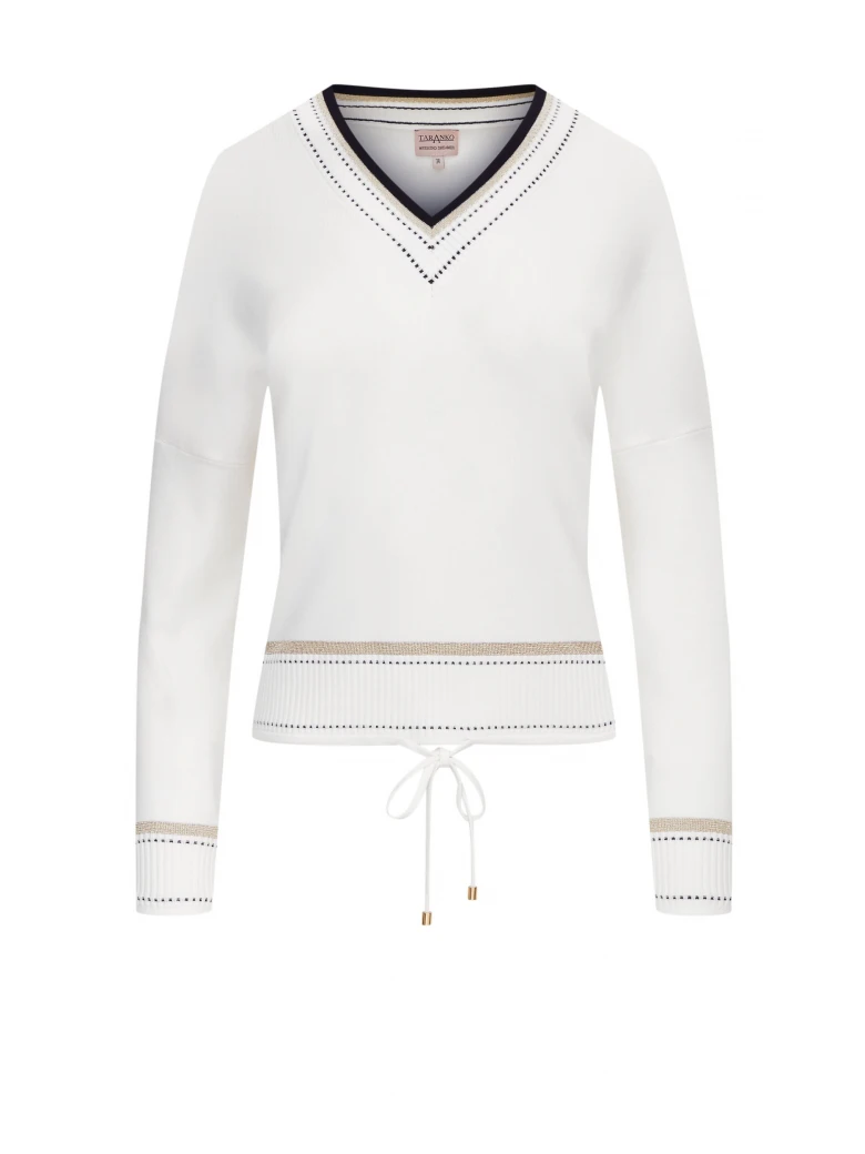 Cream sweater with V neckline