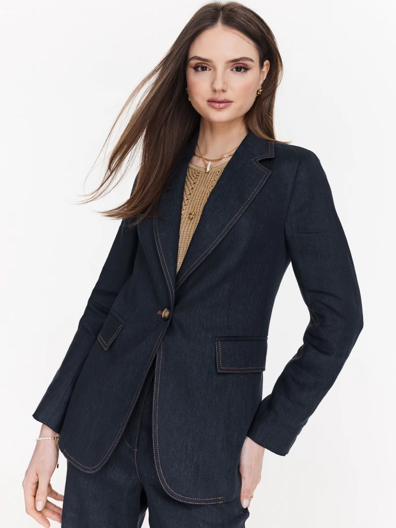 Linen navy blue suit
