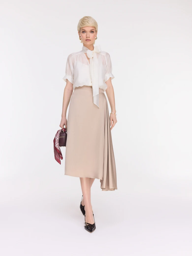 Beige viscose midi skirt