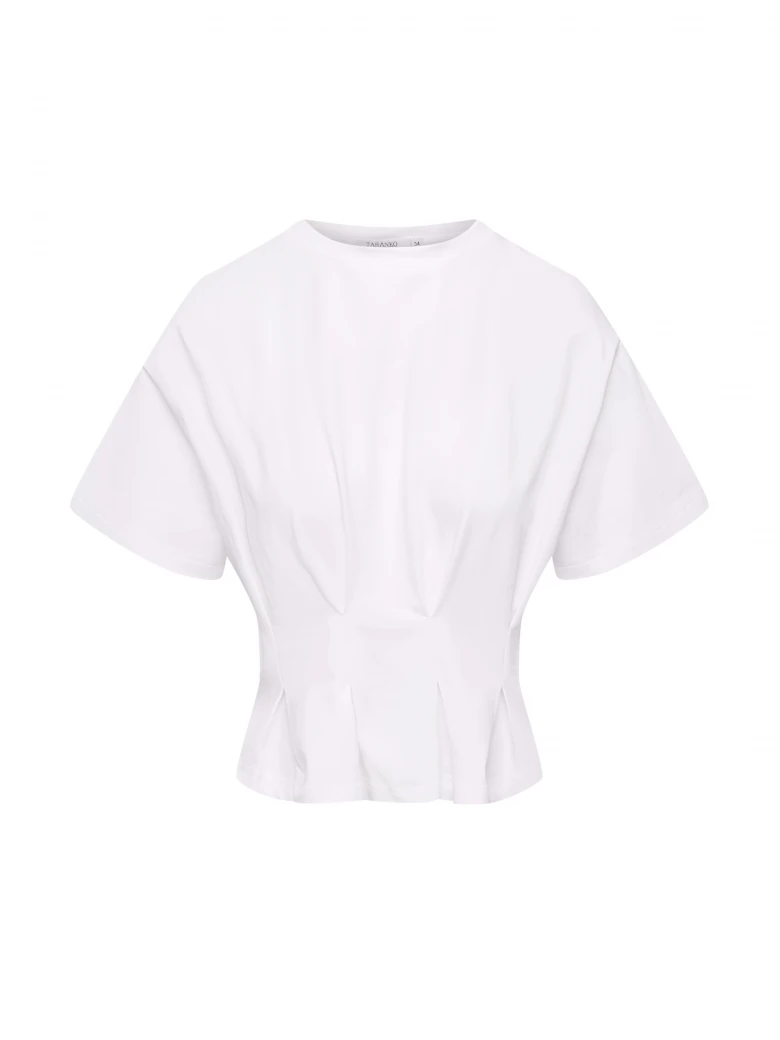 White cotton blouse with a peplum