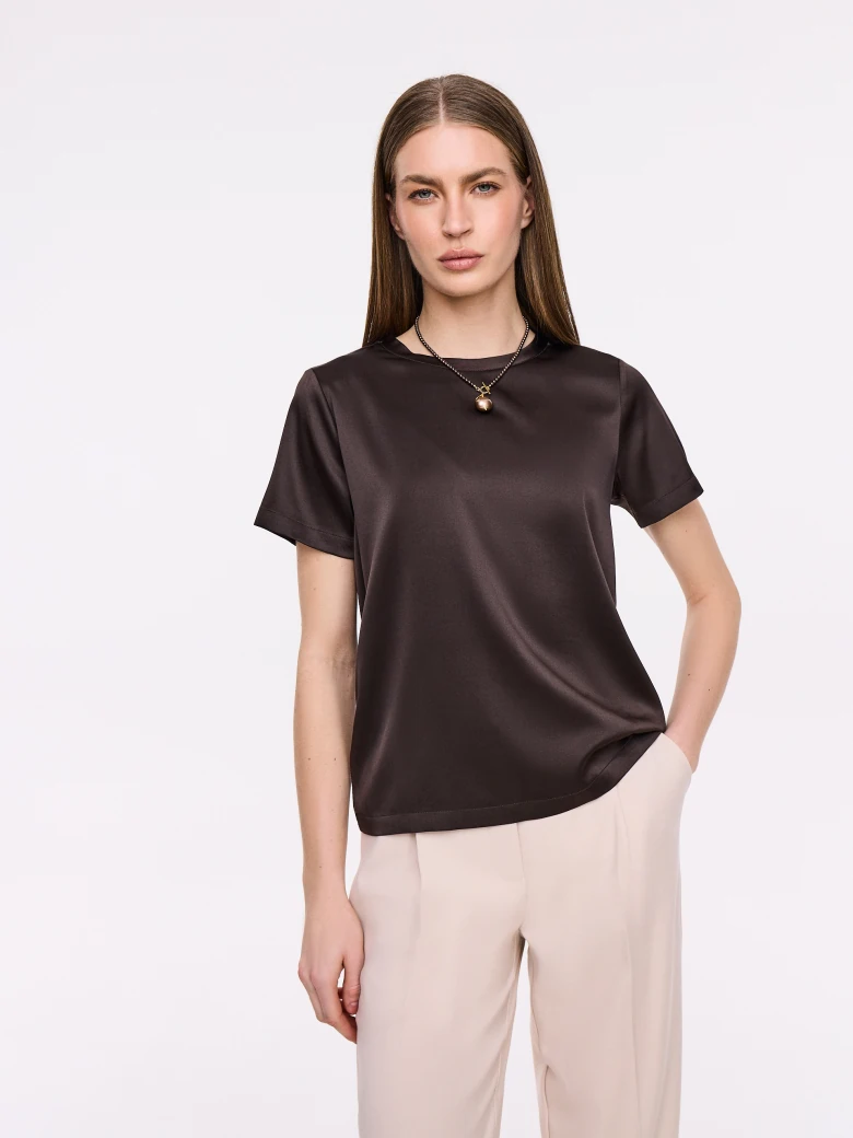 Elegant chocolate-colored silk blouse