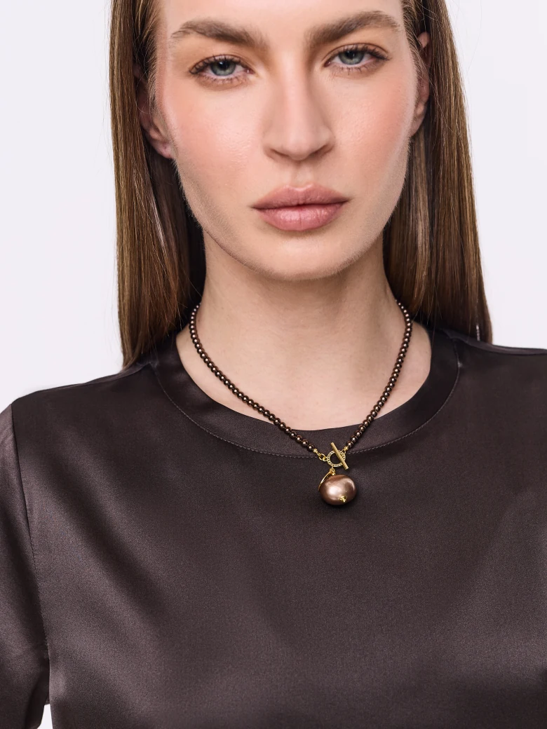 Elegant chocolate-colored silk blouse