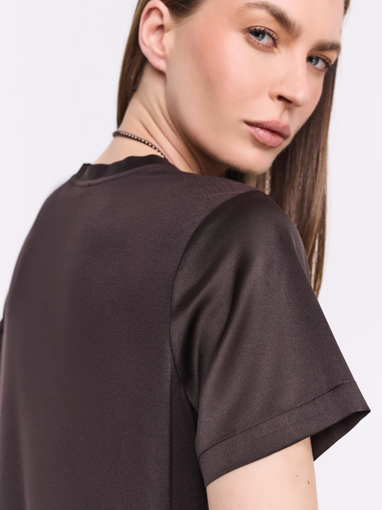 Elegant chocolate-colored silk blouse