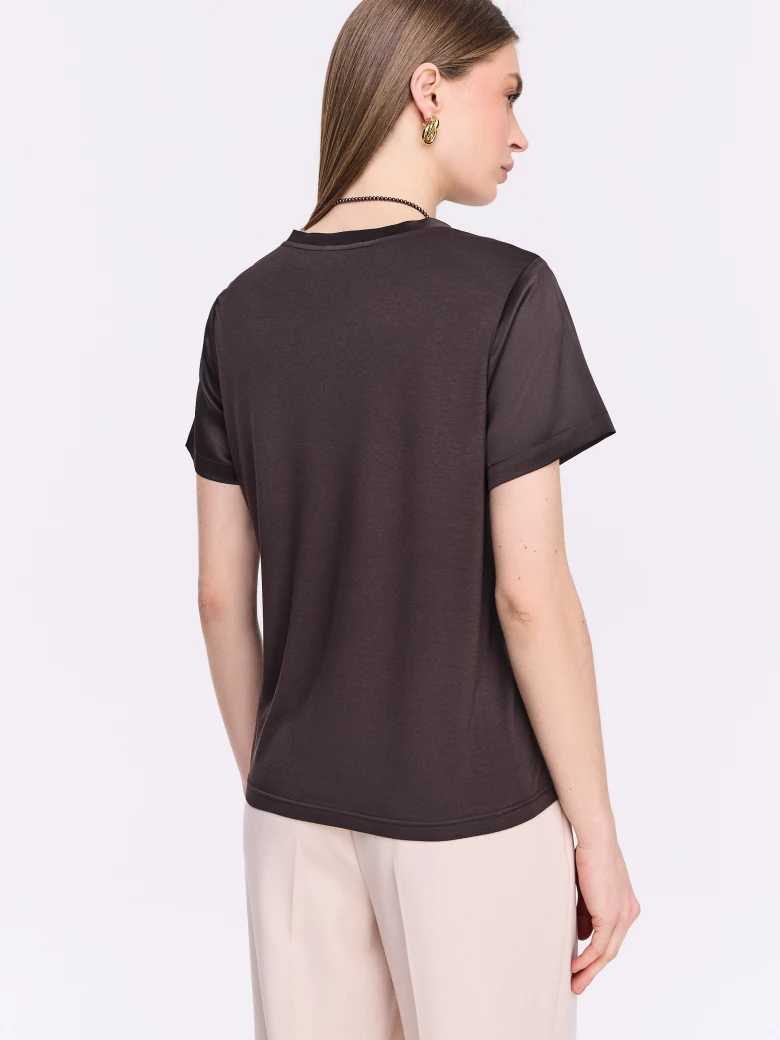 Elegant chocolate-colored silk blouse
