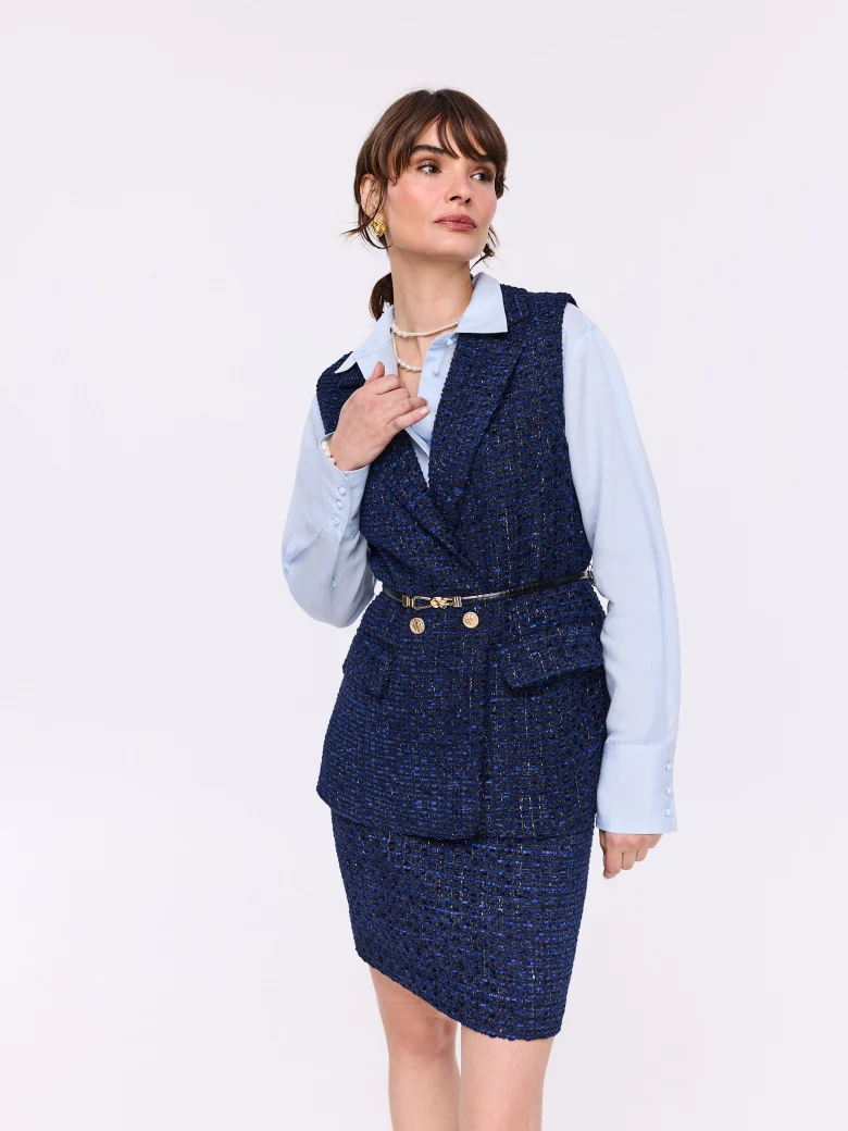 Navy blue tweed vest
