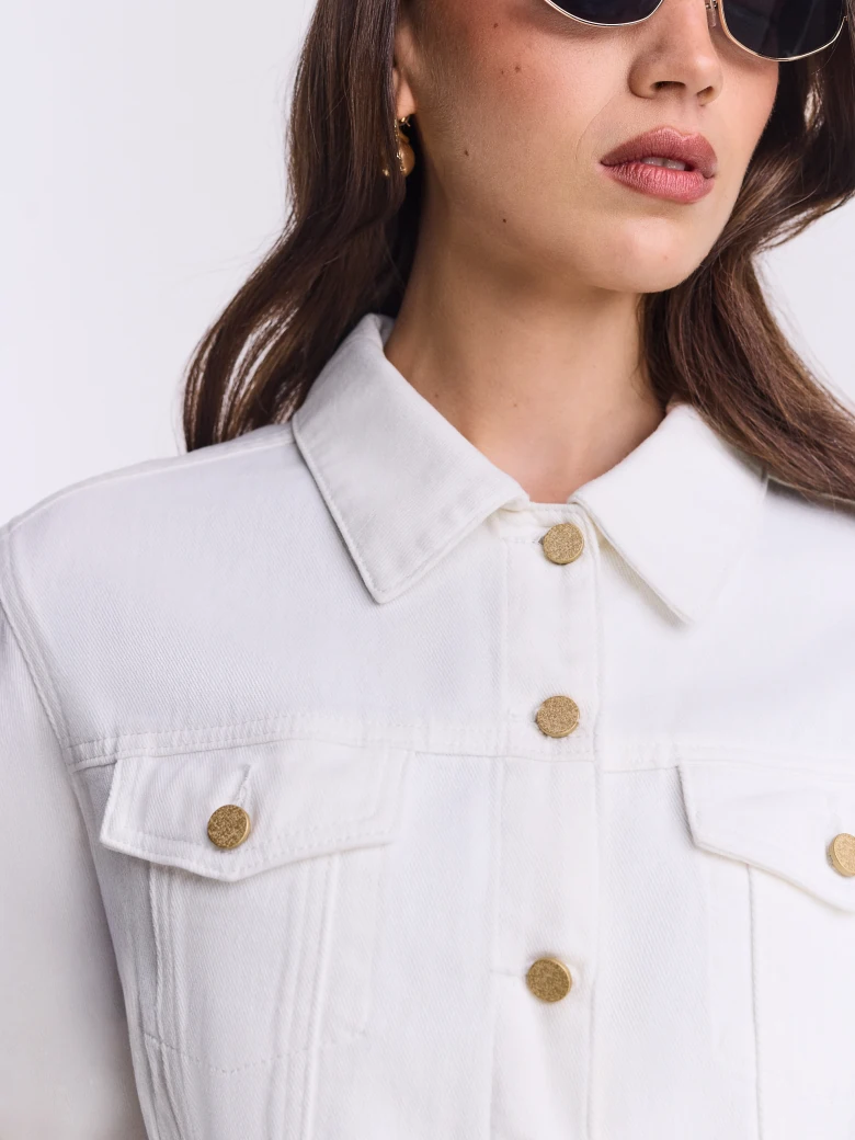 White denim jacket with openwork decoration