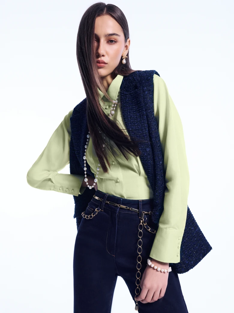 Lime fitted shirt with linen
