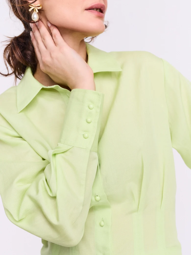 Lime fitted shirt with linen