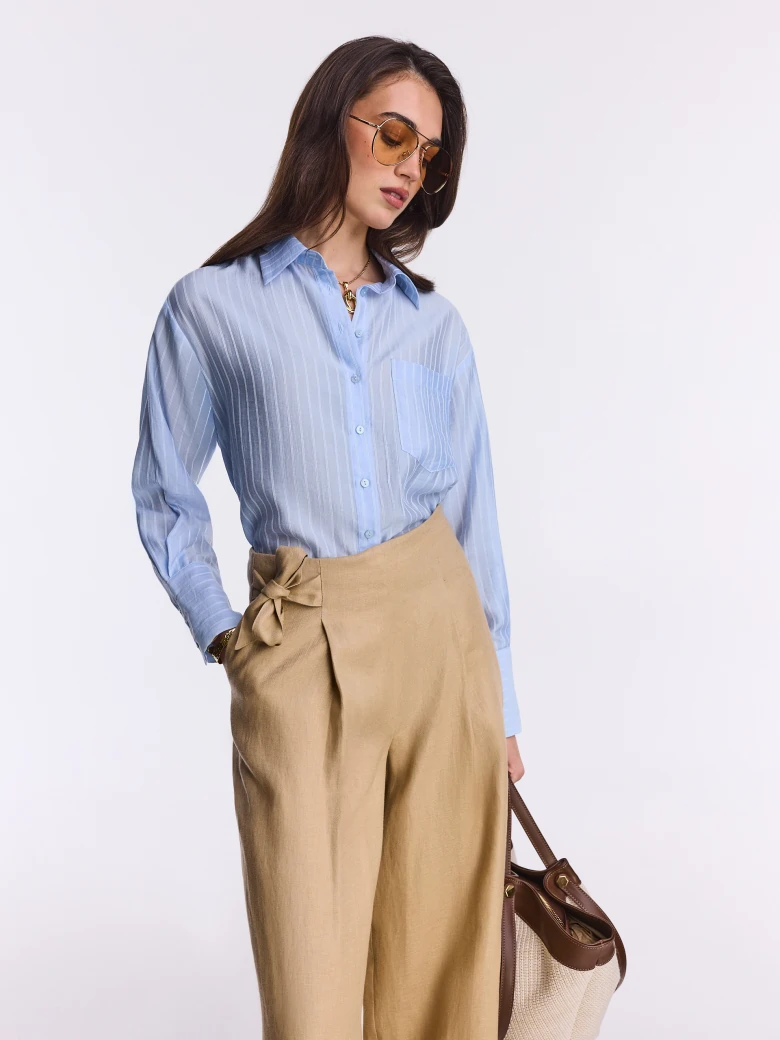 Light blue ribbed collared shirt