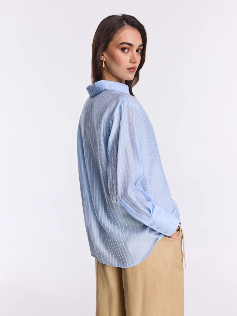 Light blue ribbed collared shirt