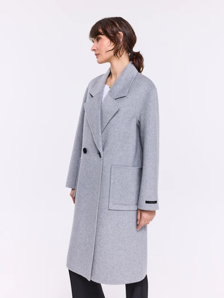 Gray double face coat with wool and cashmere