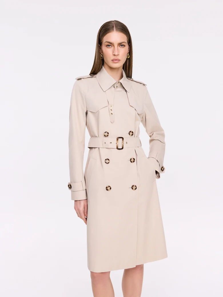 Classic beige knee-length trench coat