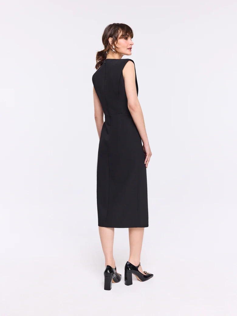 Black sleeveless midi dress
