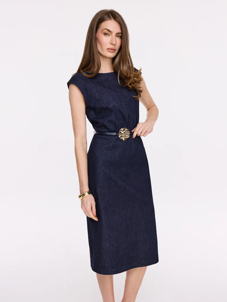 Elegant navy blue denim dress