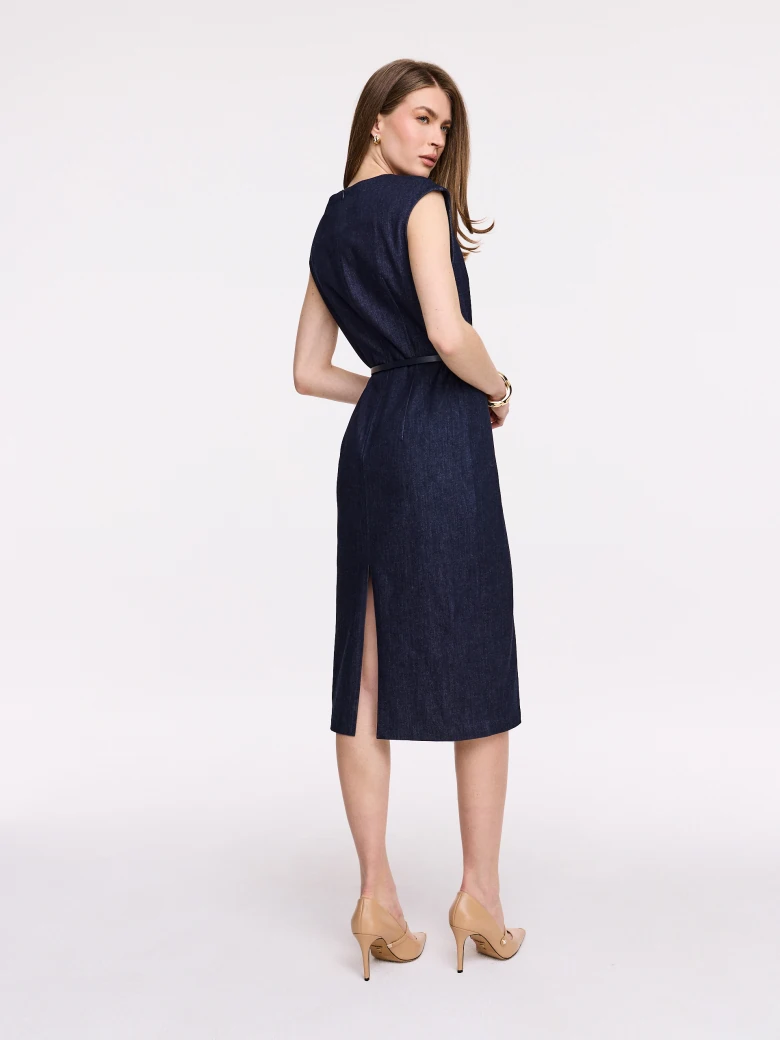 Elegant navy blue denim dress