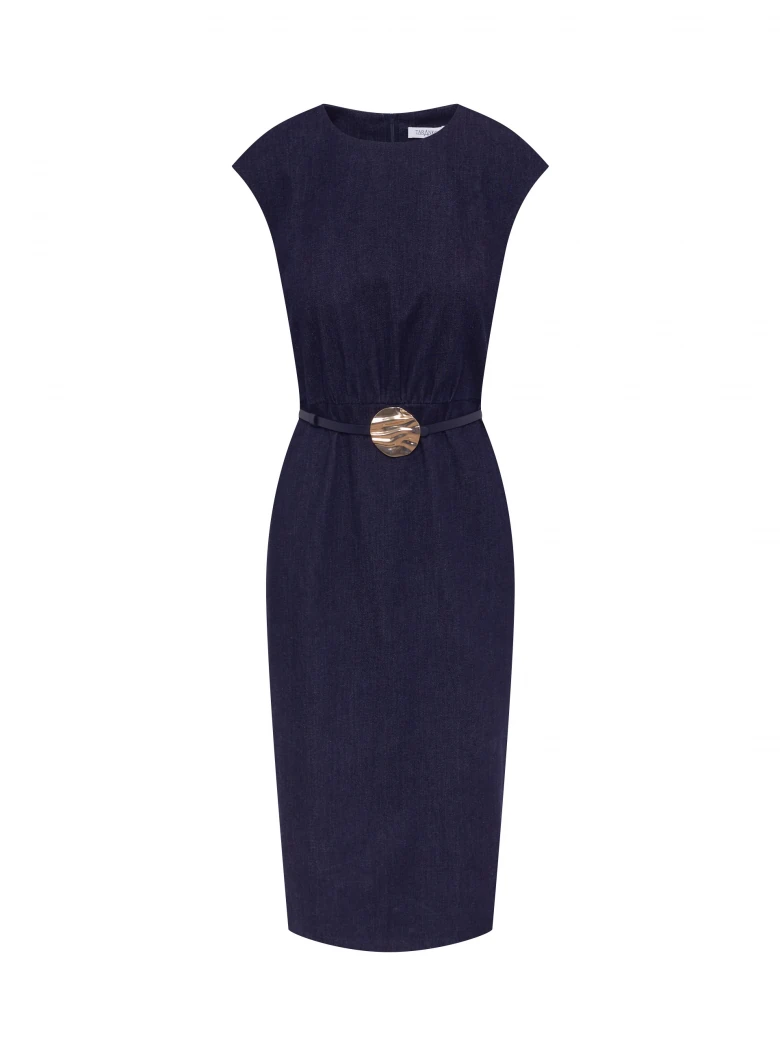 Elegant navy blue denim dress