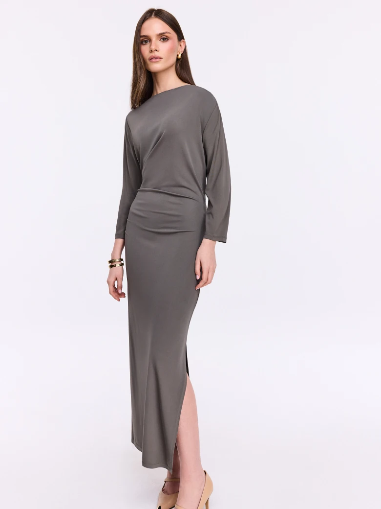 Long green dress with slit