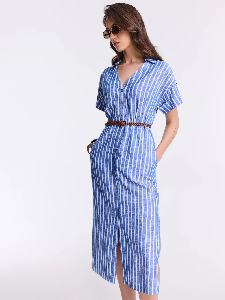 Blue striped midi dress