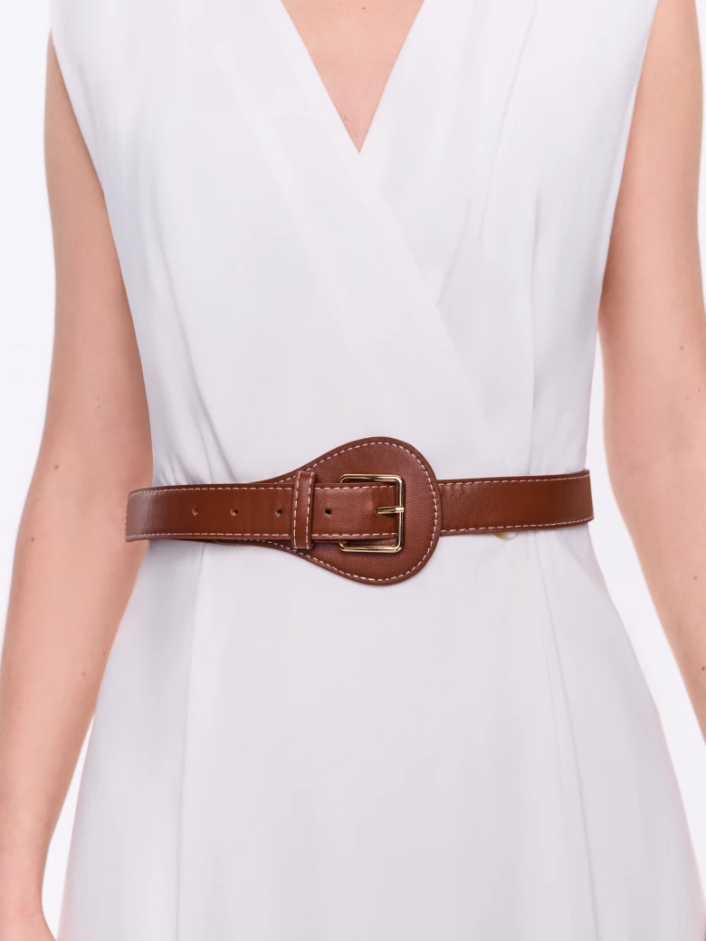 White midi dress with a wrap neckline