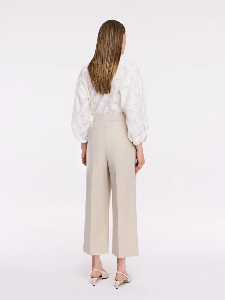 Beige high-waisted culottes