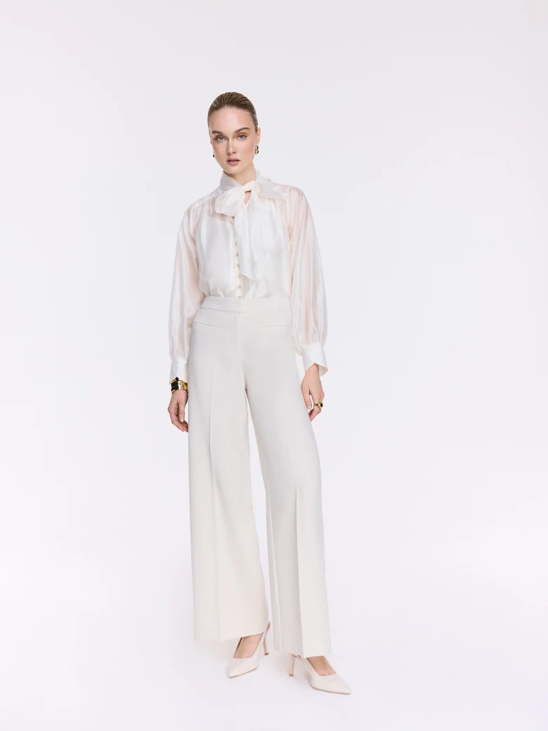 Cream high-waisted suit pants