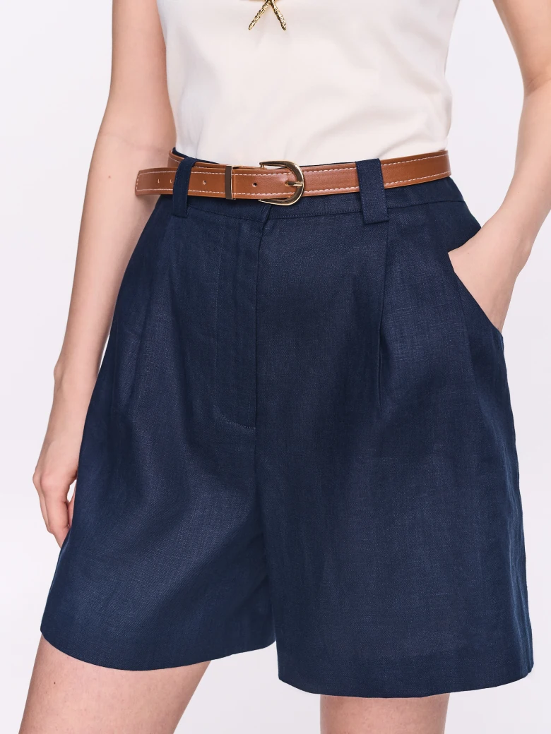 Navy linen shorts