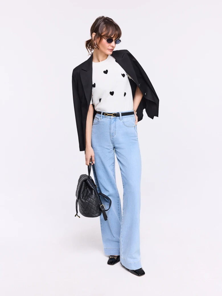 Light blue jeans with straight legs