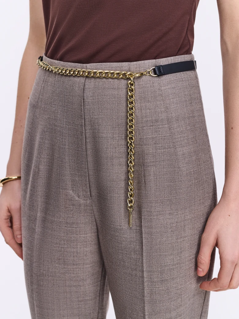Eleganckie spodnie z wełną w  kolorze taupe