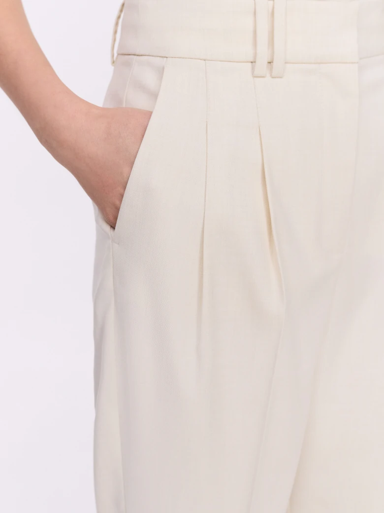 Cream suit pants with pleats