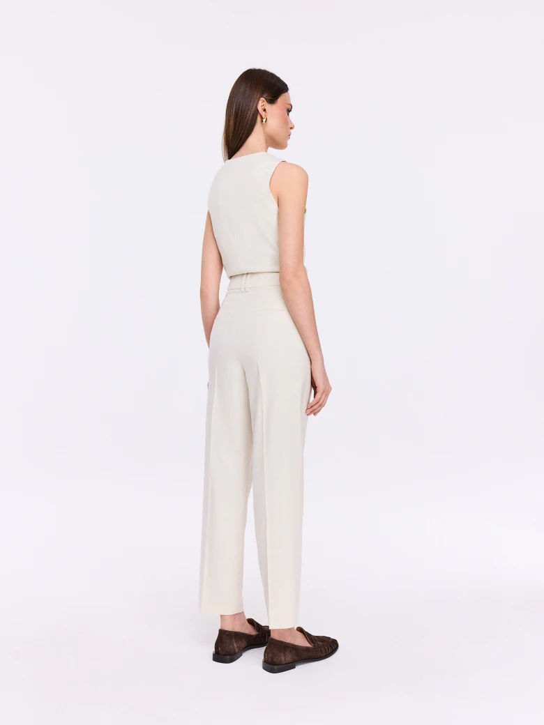 Cream suit pants with pleats
