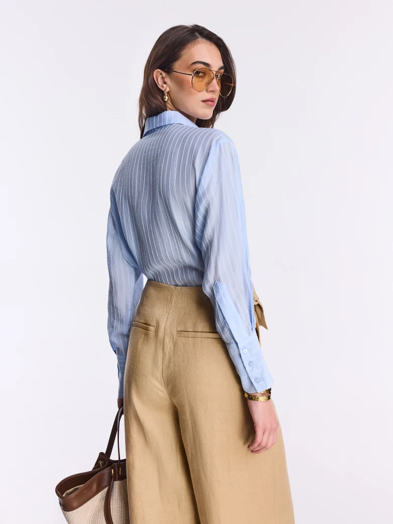 Linen trousers with side ties